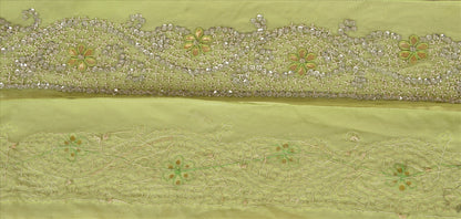 SANSKRITI VINTAGE Sari Border Hand Beaded 2 YD Indian Trim Sewing Green Lace