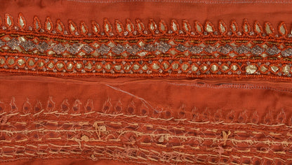 Sanskriti Vintage Sari Border Hand Beaded 1 YD Indian Trim Sewing Orange Lace