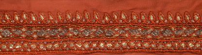 Sanskriti Vintage Sari Border Hand Beaded 1 YD Indian Trim Sewing Orange Lace