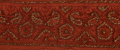 Sanskriti Vintage Sari Border Hand Beaded 1 YD Trim Sewing Dark Orange Lace