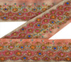 Sanskriti Vintage Sari Border Antique Hand Beaded 1 YD Indian Trim Sewing Peach Zari Lace