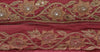 Sanskriti Vintage Sari Border Antique Hand Beaded 1 YD Indian Trim Sewing Pink Lace