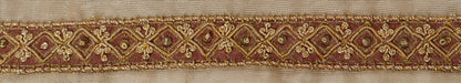 Sanskriti Vintage Sari Border Hand Beaded 1 YD Indian Trim Ribbon Cream Lace