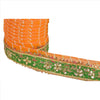 Sanskriti Vintage Sari Border Antique Hand Beaded Leheria 1 YD Trim Sewing Orange Lace