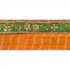 Sanskriti Vintage Sari Border Antique Hand Beaded Leheria 1 YD Trim Sewing Orange Lace