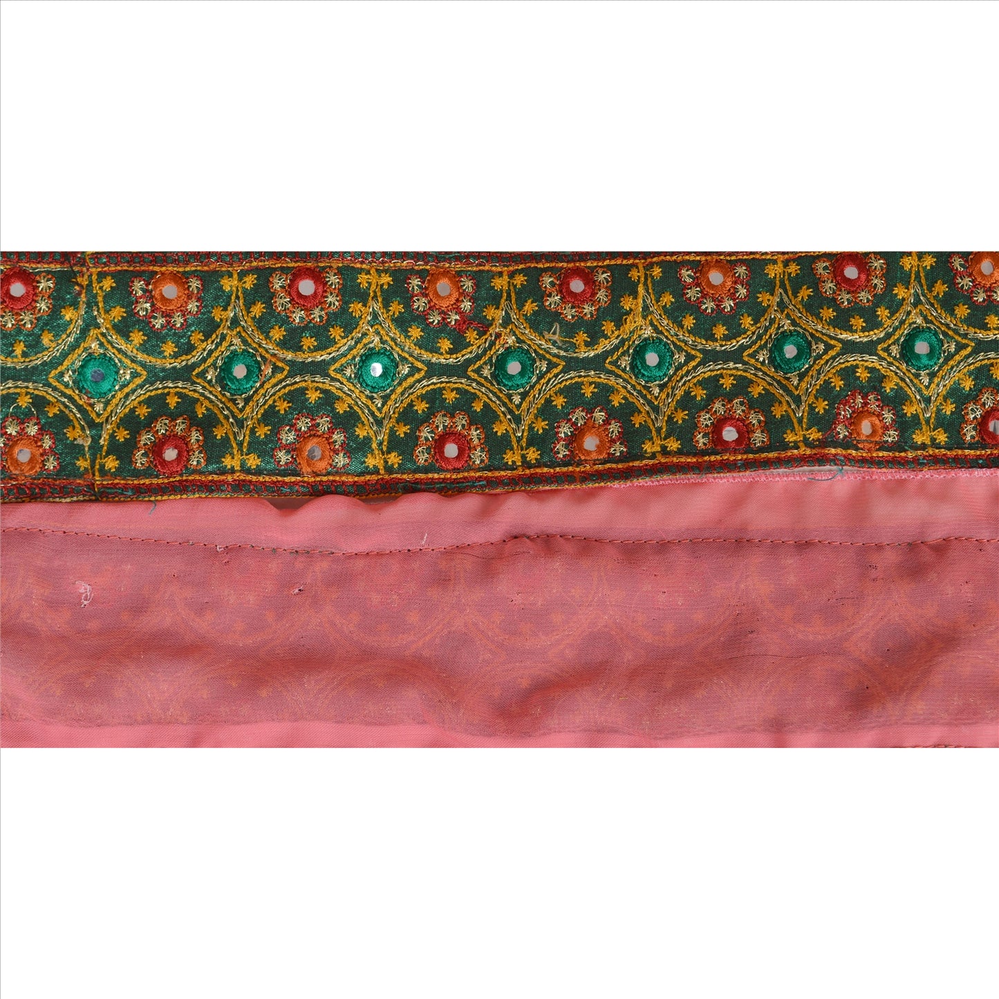 Sanskriti Vintage Sari Border Antique Embroidered 1 YD Indian Trim Sewing Pink Patch Lace