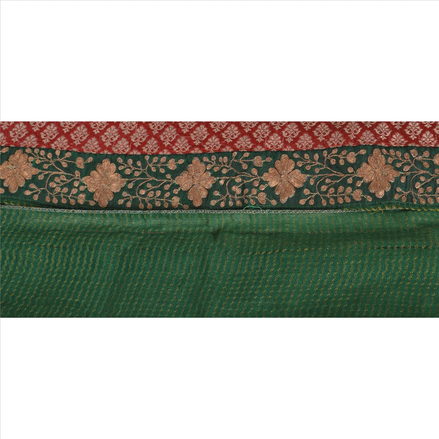 Sanskriti Vintage Sari Border Antique Hand Embroidered 1 YD Indian Trim Sewing Green Lace