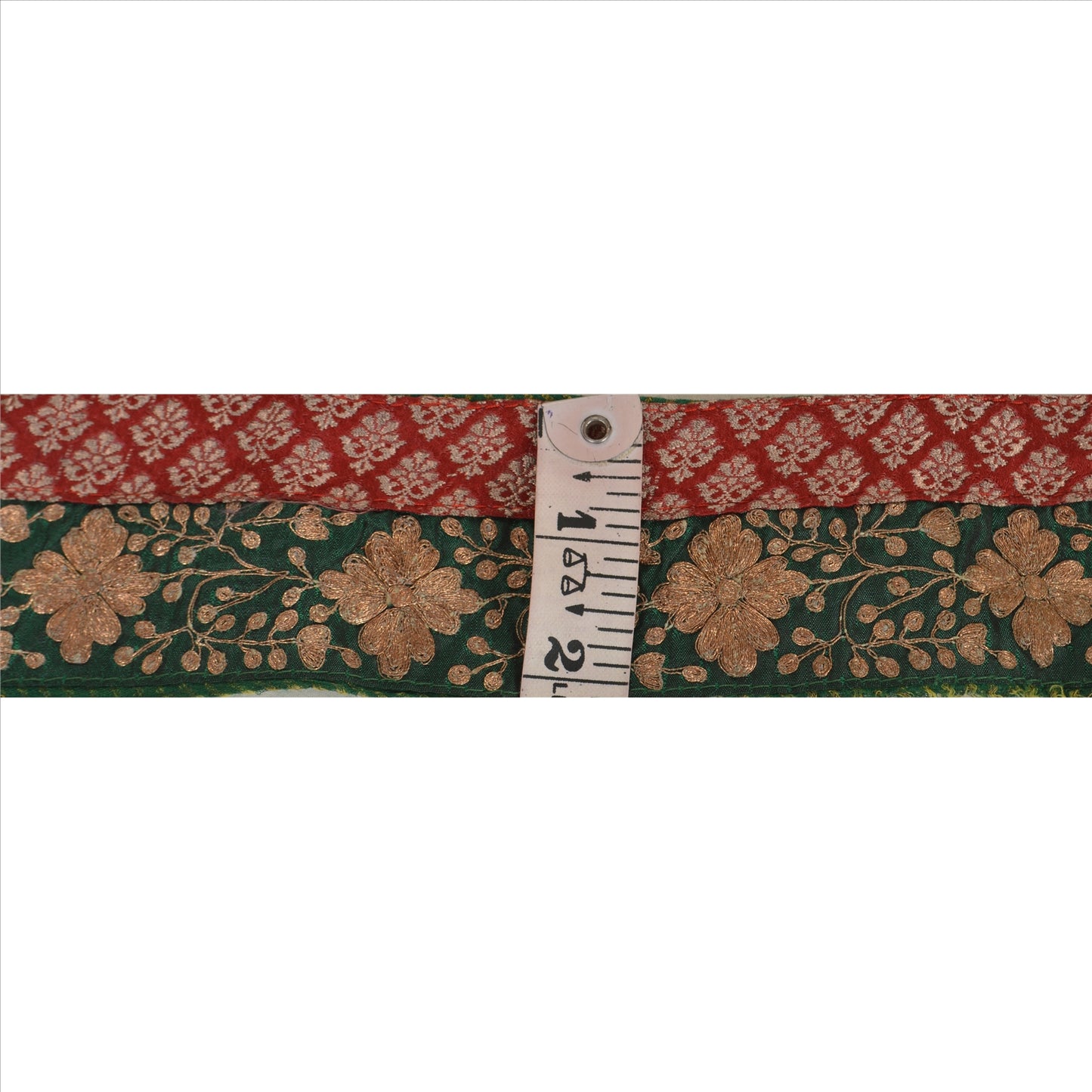 Sanskriti Vintage Sari Border Antique Hand Embroidered 1 YD Indian Trim Sewing Green Lace