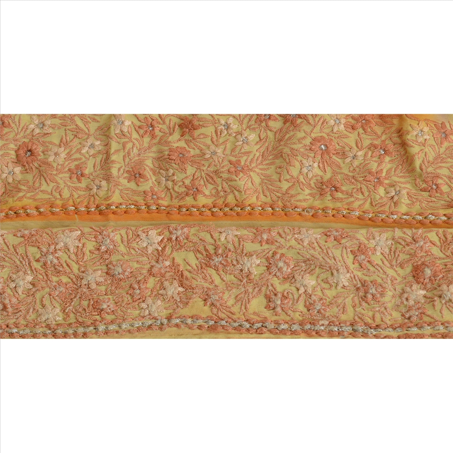 Sanskriti Vintage Sari Border Antique Embroidered 1 YD Indian Trim Sewing Cream Lace