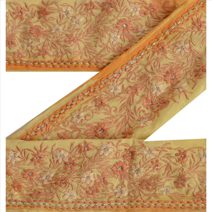 Sanskriti Vintage Sari Border Antique Embroidered 1 YD Indian Trim Sewing Cream Lace