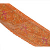 Sanskriti Vintage Sari Border Antique Hand Beaded 1 YD Indian Trim Sewing Orange Lace