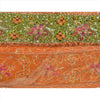 Sanskriti Vintage Sari Border Antique Hand Beaded 1 YD Indian Trim Sewing Orange Lace