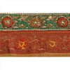 Sanskriti Vintage Sari Border Hand Beaded 1 YD Indian Trim Sewing Red Patch Lace