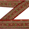 Sanskriti Vintage Sari Border Hand Beaded 1 YD Trim Brown Kundan Work Lace