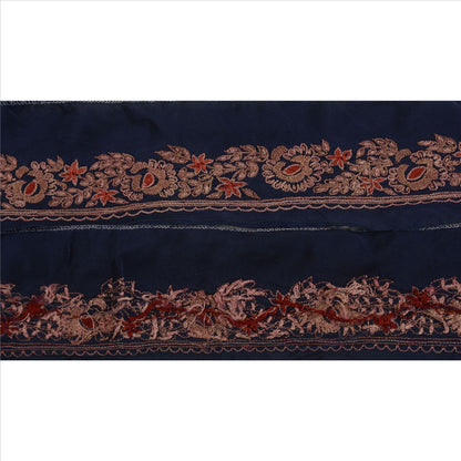 Sanskriti Vintage Sari Border Hand Embroidered 1 YD Indian Trim Ribbon Blue Lace