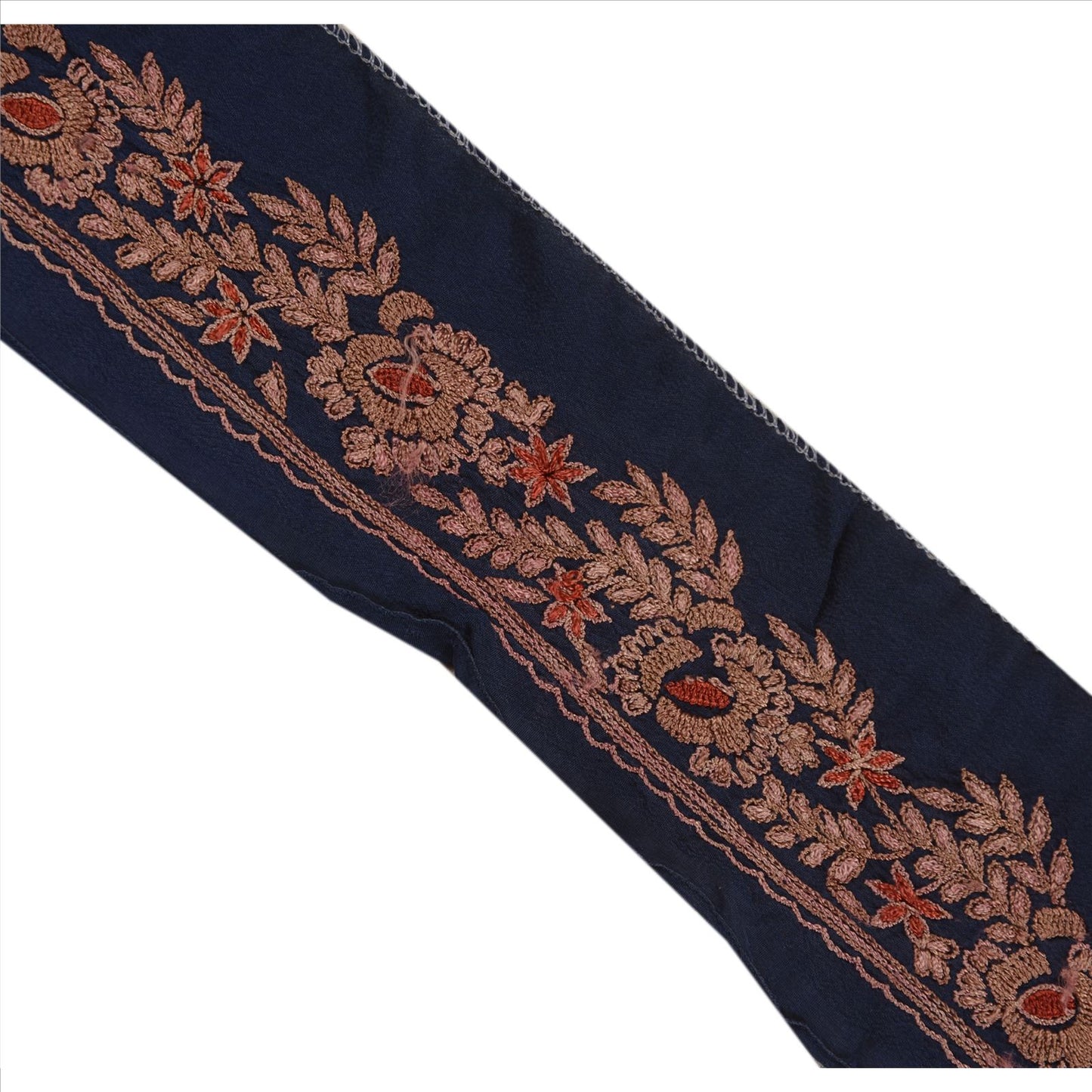 Sanskriti Vintage Sari Border Hand Embroidered 1 YD Indian Trim Ribbon Blue Lace