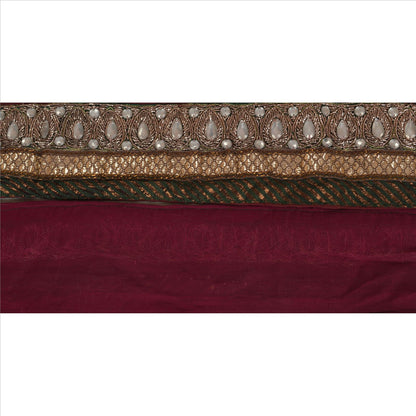 Sanskriti Vintage Sari Border Hand Beaded 1 YD Indian Trim Sewing Purple Lace