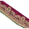 Sanskriti Vintage Sari Border Hand Beaded 1 YD Indian Trim Sewing Purple Lace