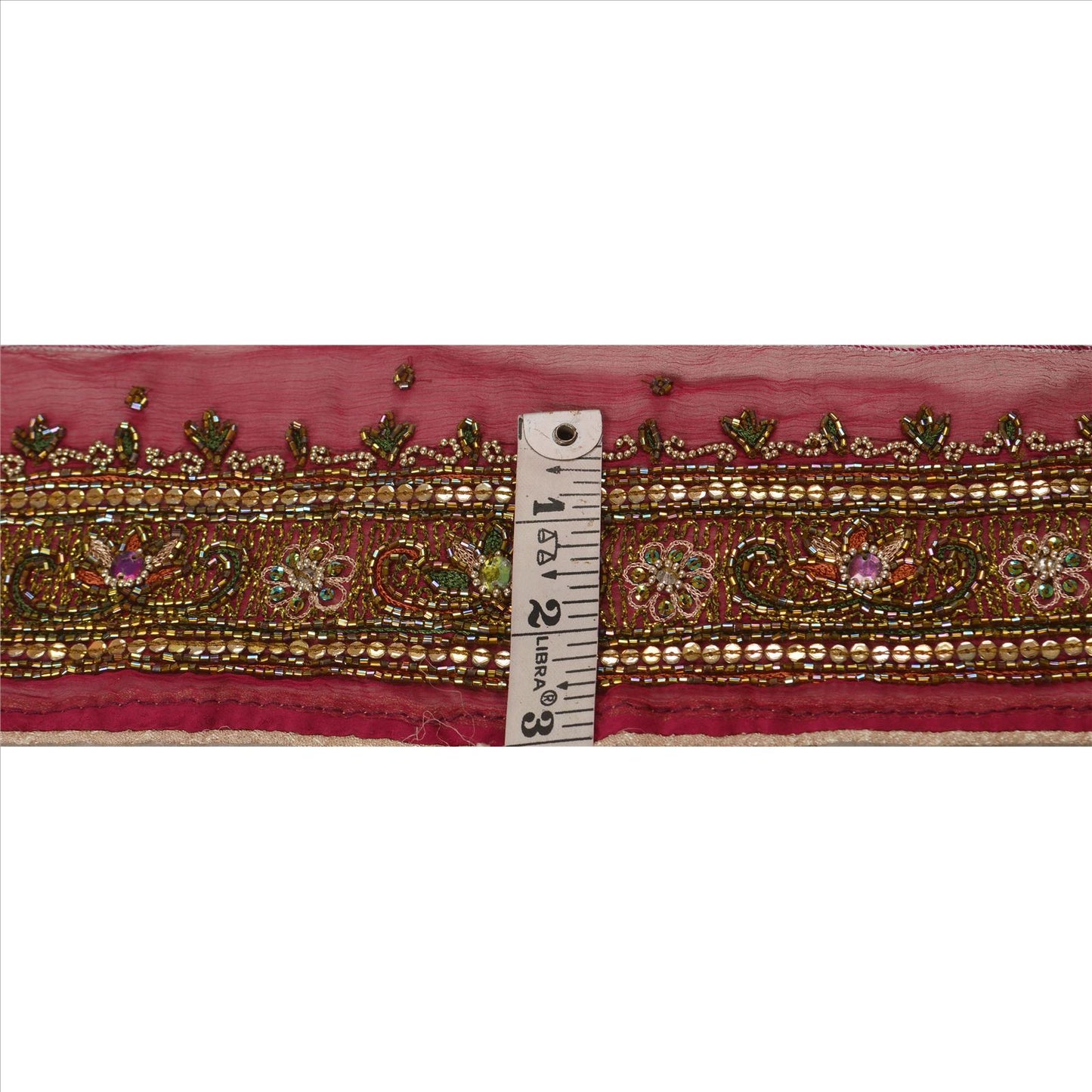 Sanskriti Vintage Sari Border Hand Beaded 1 YD Indian Trim Sewing Purple Lace