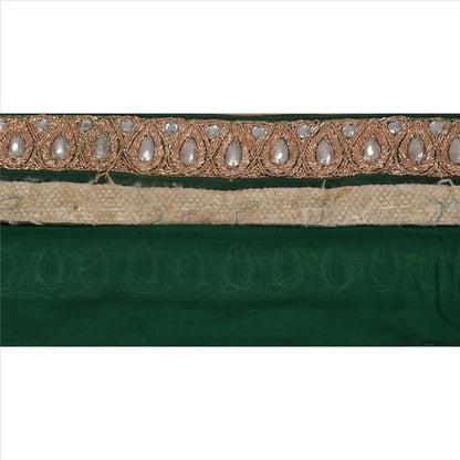 Sanskriti Vintage Sari Border Hand Beaded 1 YD Indian Trim Sewing Green Lace