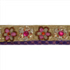 Sanskriti Vintage Sari Border Hand Beaded 1YD Indian Trim Sewing Pink Patch Lace