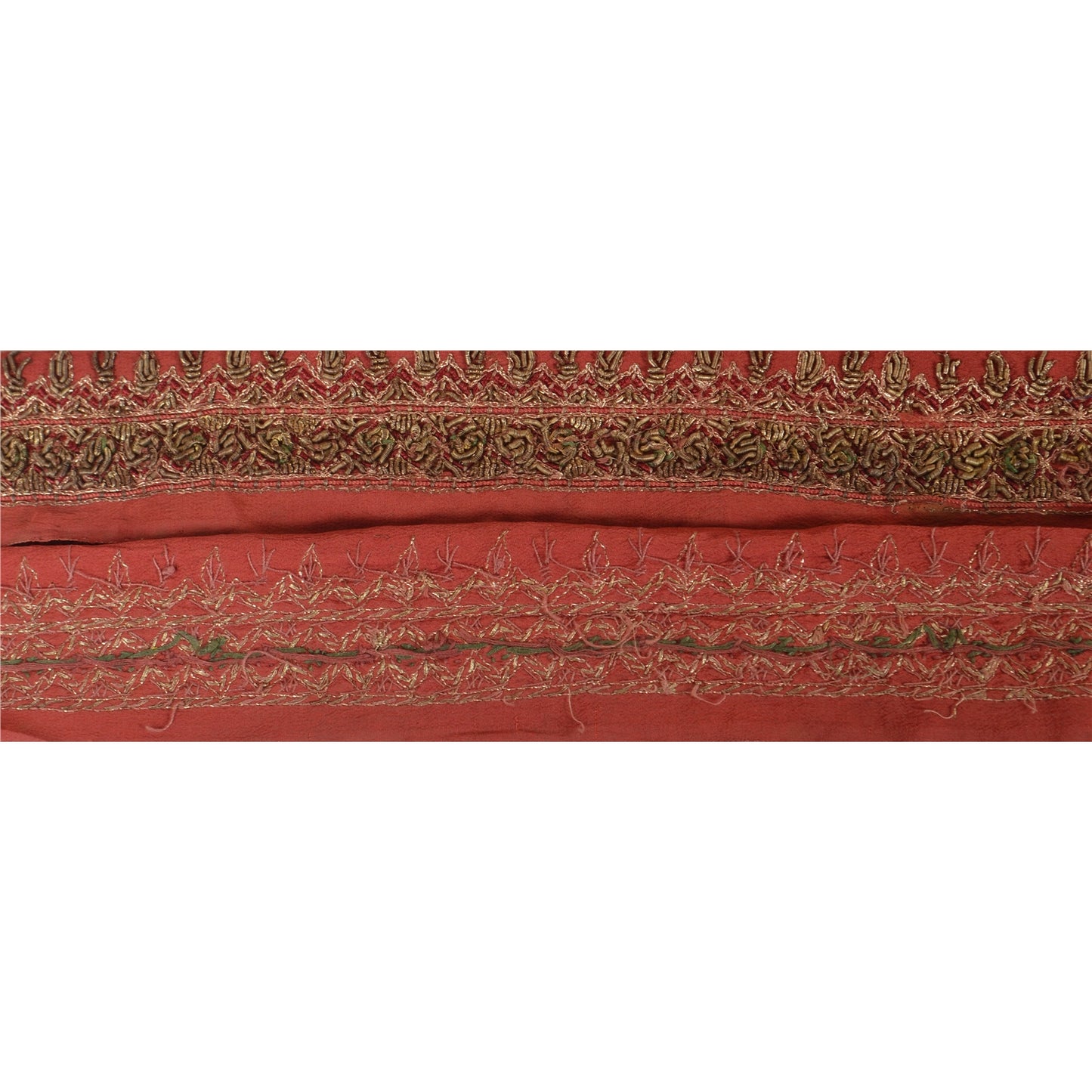 Sanskriti Vintage Sari Border Hand Embroidered 1 YD Indian Trim Ribbon Pink Lace