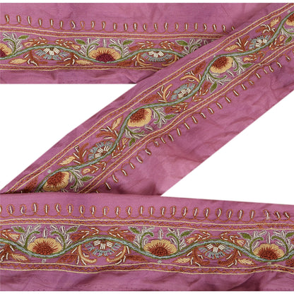 Sanskriti Vintage Sari Border Hand Embroidered 1 YD Indian Trim Sewing Pink Lace