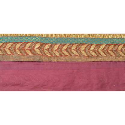 Sanskriti Vintage Sari Border Hand Embroidered 1YD Trim Sewing Purple Craft Lace