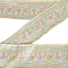 Sanskriti Vintage Indian Sari Border Woven Brocade 1 Yard Trim Sewing Cream Lace