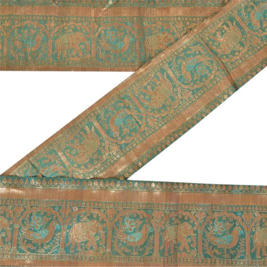 Sanskriti Vintage Sari Border Woven Brocade 1 YD Trim Sewing Green Decor Lace