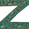 Sanskriti Vintage Sari Border Hand Beaded 1 YD Trim Sewing Green Zircon Lace