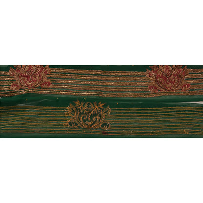 Sanskriti Vintage Sari Border Hand Beaded 1 YD Indian Trim Sewing Green Lace