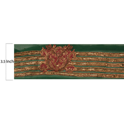 Sanskriti Vintage Sari Border Hand Beaded 1 YD Indian Trim Sewing Green Lace