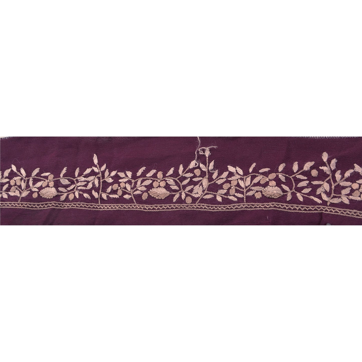 Sanskriti Vintage Sari Border Hand Embroidered 1YD Craft Trim Ribbon Purple Lace