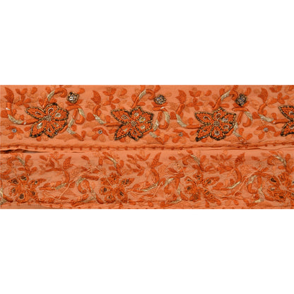 Sanskriti Vintage Sari Border Hand Beaded 2 YD Craft Trim Sewing Peach Zari Lace