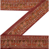 Sanskriti Vintage Sari Border Hand Beaded 2YD Indian Trim Sewing Dark Red Lace