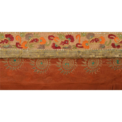 Sanskriti Vintage Sari Border Antique Hand Beaded 1 YD Indian Trim Sewing Orange Zari Lace