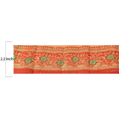 Sanskriti Vintage Sari Border Woven Brocade 1 Yard Trims Craft Sewing Red Lace