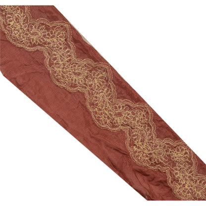 Sanskriti Vintage Sari Border Hand Beaded 1 YD Indian Trim Sewing Peach Lace