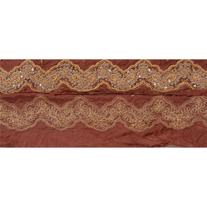 Sanskriti Vintage Sari Border Hand Beaded 1 YD Indian Trim Sewing Peach Lace