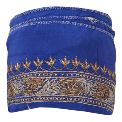 Sanskriti Vintage Sari Border Hand Embroidered 1 YD Indian Trim Ribbon Blue Lace