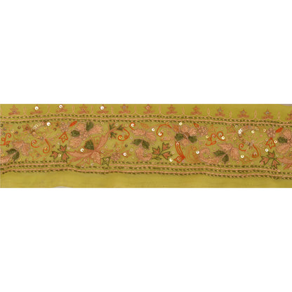 Sanskriti Vintage Sari Border Hand Beaded 1 YD Indian Trim Sewing Green Lace