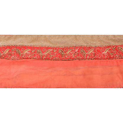 Sanskriti Vintage Sari Border Hand Beaded 1 Yard Indian Trim Sewing Red Lace