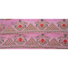 Sanskriti Vintage Sari Border Hand Beaded 1 YD Indian Trim Sewing Pink Zari Lace