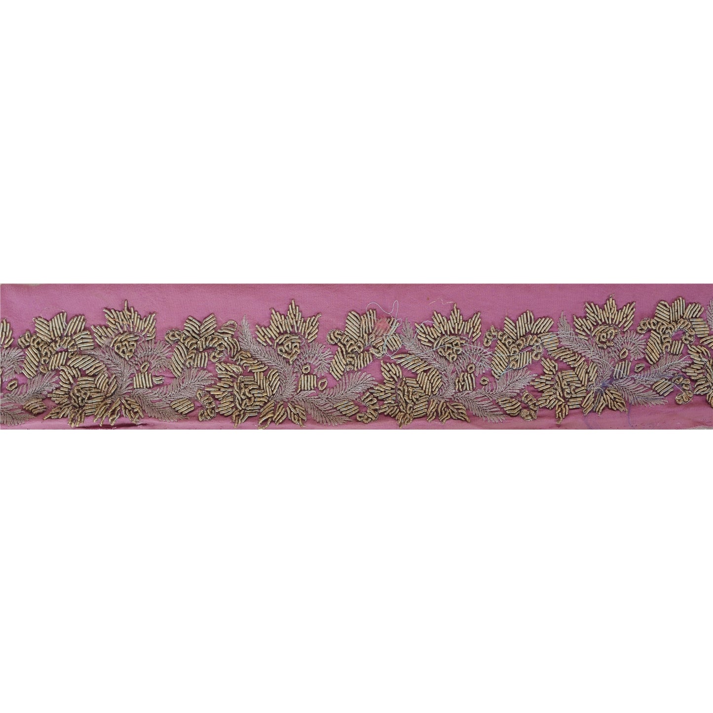 Sanskriti Vintage Sari Border Hand Embroidered 1 YD Indian Trim Ribbon Pink Lace