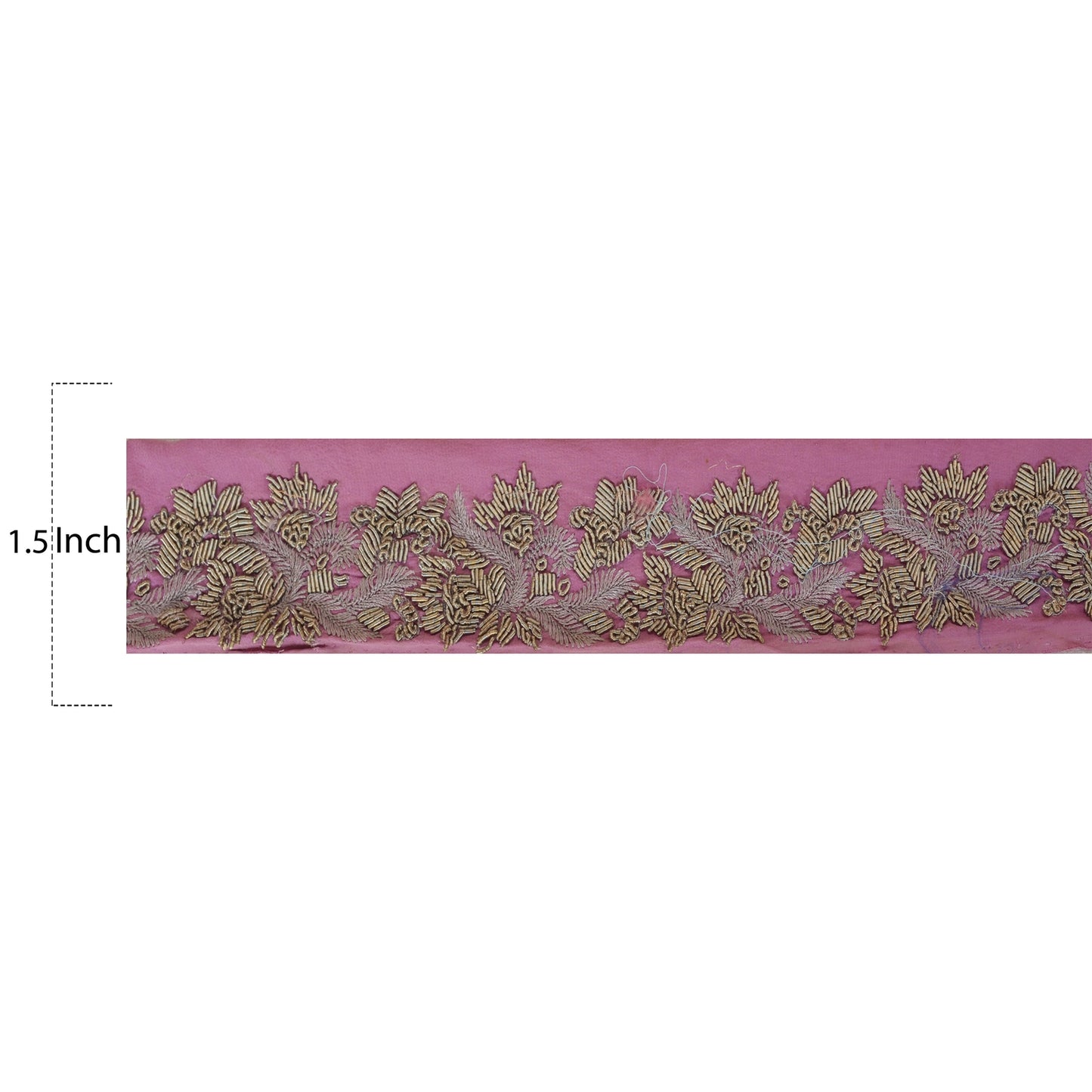 Sanskriti Vintage Sari Border Hand Embroidered 1 YD Indian Trim Ribbon Pink Lace