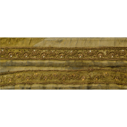 Sanskriti Vintage Sari Border Hand Beaded 1 YD Indian Trim Ribbon Golden Lace