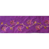 Sanskriti Vintage Sari Border Hand Embroidered 1YD Trim Sewing Purple Craft Lace