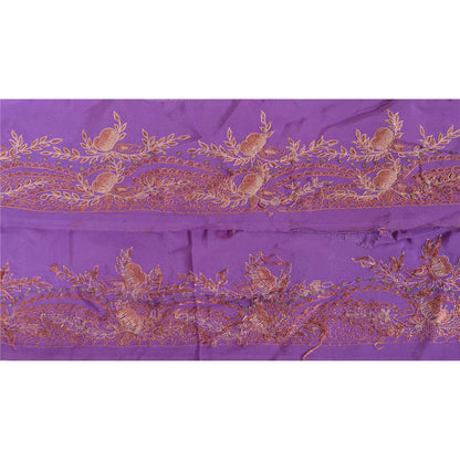 Sanskriti Vintage Sari Border Hand Embroidered 1YD Trim Sewing Purple Craft Lace