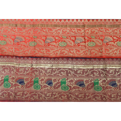 Sanskriti Vintage Sari Border Woven Brocade 5 YD Trim Craft Sewing Red 6"W Lace